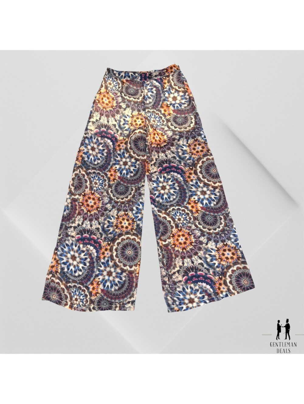 Tov Los Angeles Women's Blue Multi Color  Wide Leg Pants Size 40 28x31 M